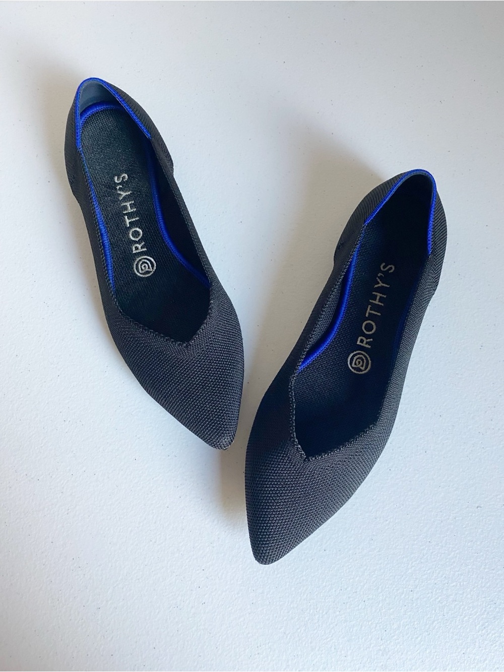 Rothy’s The Point Pointed Toe Ballet Flats in Solid Black Size 8.5